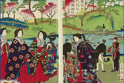 Utagawa jardin de Yasukuni 1882