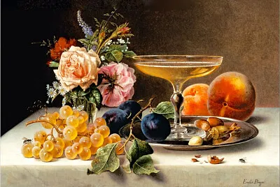 Emile Preyer nature morte au champagne