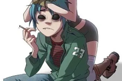 Fanart of 2D and Noodle from the band Gorillaz