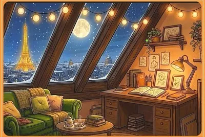 Bureau sous les toits de Paris