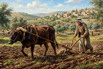 فلاح يحرث ارضه