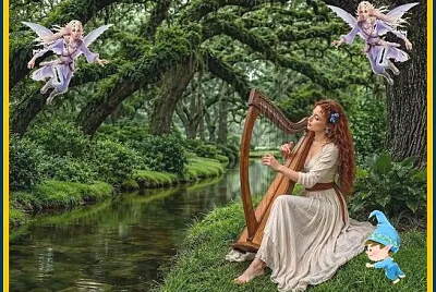 Harpe et Elfes en forêt
