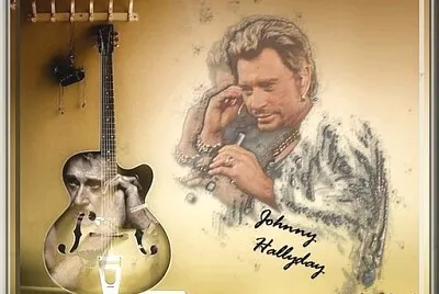 Johnny Hallyday sur fobd de guitare