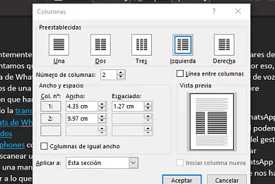 Columnas en word