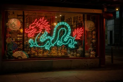 Neon Window Dragon