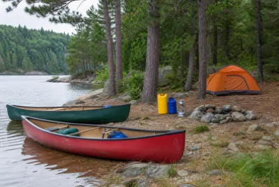Kanus auf dem Campingplatz