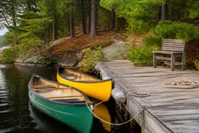 Zwei Kanus am Dock