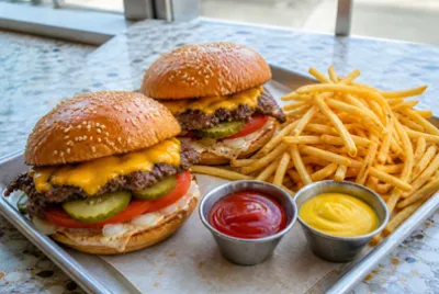 Assiette de burger écrasé