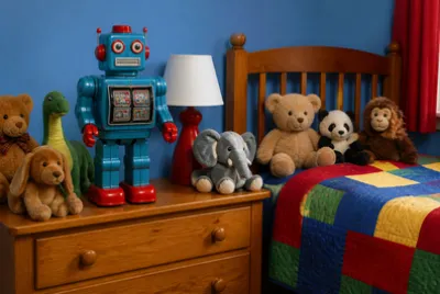 Camera da letto con robot giocattolo