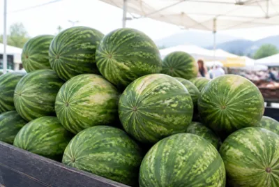 Markt-Wassermelonenstapel (grok)
