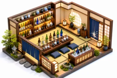 Isometric Sake Room(grok)