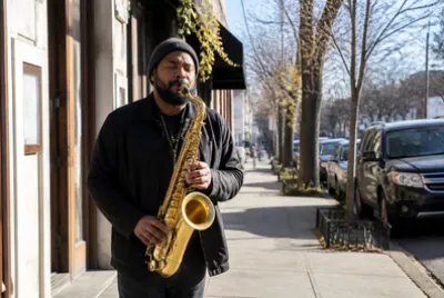 Saxophonist Street(grok)