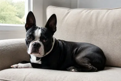 Boston Bull on Couch(grok)