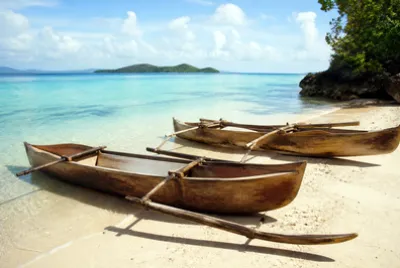 Beached Outrigger Canoes