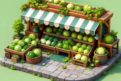 Isometric Produce Stall(grok)