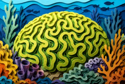 Papercut Brain Coral(grok)