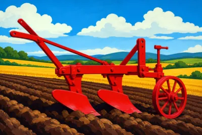 Gouache Red Plow(grok)