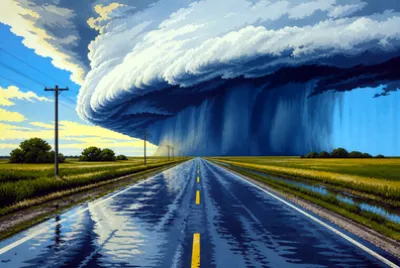 Vintage Rain Road