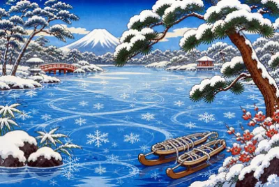 Ukiyo Frozen Pond(grok)