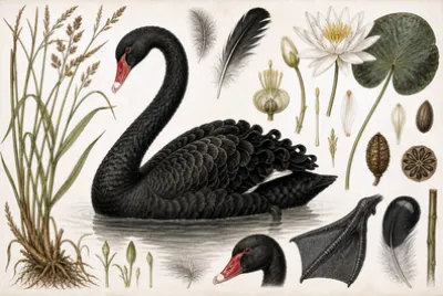 Botanical Swan Plate(grok)