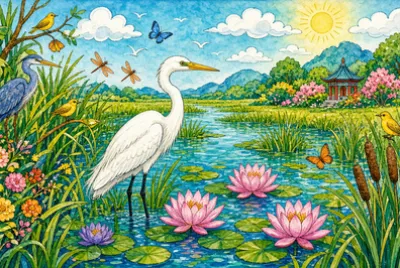 Folk Egret Marsh