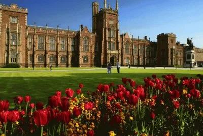 castle and tulips