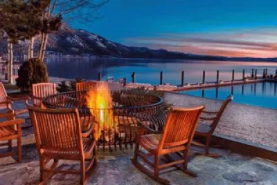 Resort Patio at Sunset-Lake Tahoe