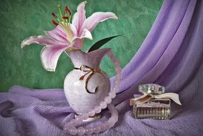 Lily with Purple Drape