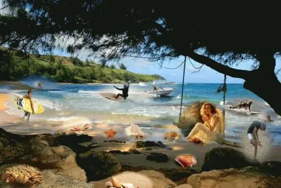 playa concurrida