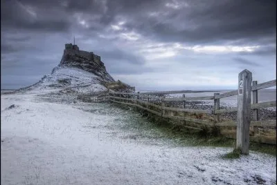 Lindisfarne Castle in winter
