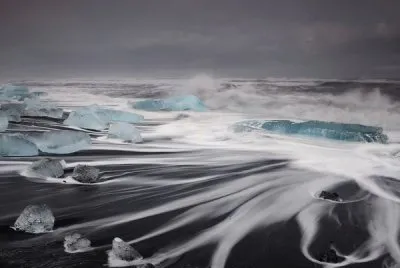 waves on beach Iceland