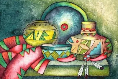 hand painted pottery canvas jigsaw puzzle
