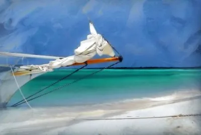 Carribean beach  sea and boat