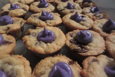 Purple Tipped Chocolate Chip Cupcakes