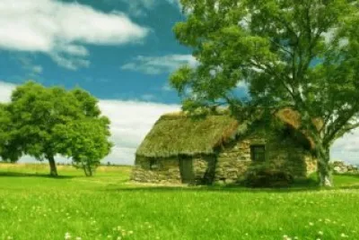 stone house in meadow