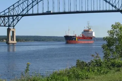 Yonder comes a BIG ship...will it fit under bridge jigsaw puzzle