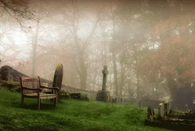 misty graveyard Miserden