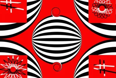 red black white