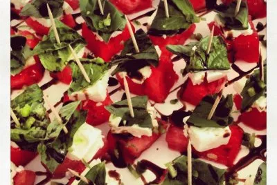 goat cheese, basil, and watermelon