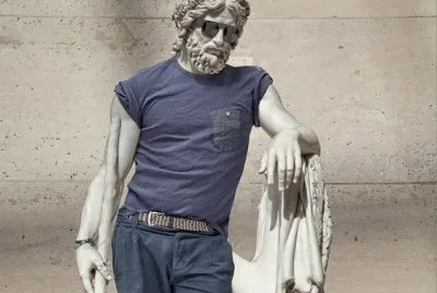 Classical sculptures dressed as hipsters look cont