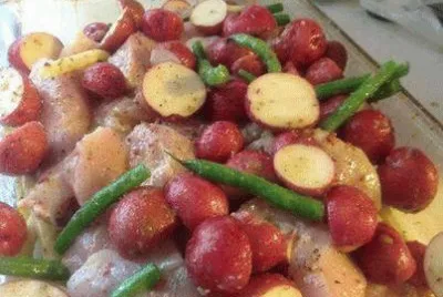 red potatos and beans