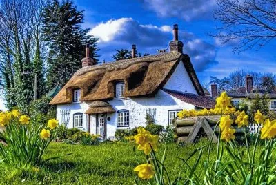 thatched roof cottage