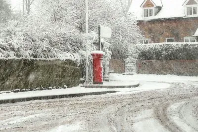 Village post box snow scene jigsaw puzzle