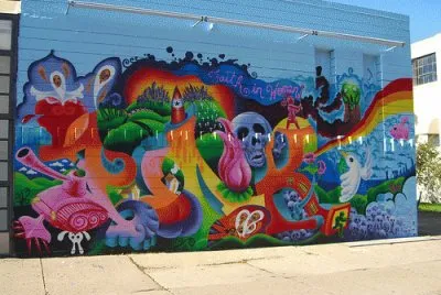 colorful war mural