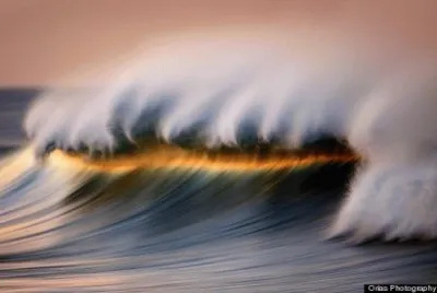 waves at sunset