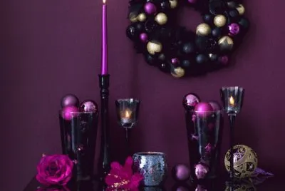 Purple Christmas Entry Table