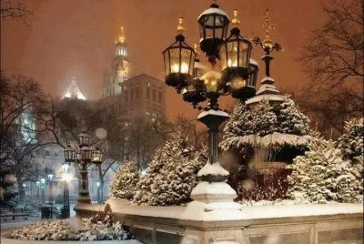 Snowy night in New York City
