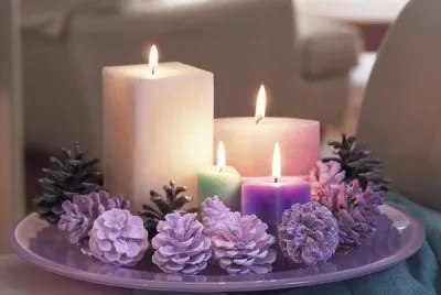 Christmas Candles   Lavender Pine Cones