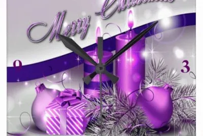 Purple Christmas Wall Clock
