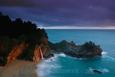Stormy Sunset Over McWay Falls-Big Sur